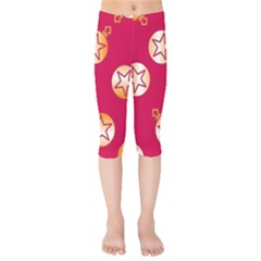 Orange Ornaments With Stars Pink Kids  Capri Leggings 