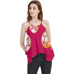 Orange Ornaments With Stars Pink Flowy Camisole Tank Top
