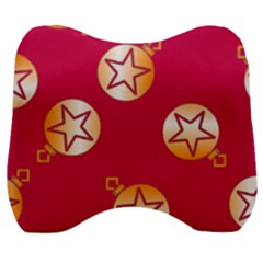 Orange Ornaments With Stars Pink Velour Head Support Cushion