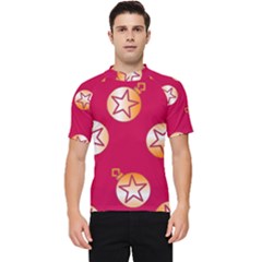 Orange Ornaments With Stars Pink Men s Short Sleeve Rash Guard