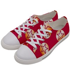 Orange Ornaments With Stars Pink Women s Low Top Canvas Sneakers