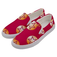 Orange Ornaments With Stars Pink Men s Canvas Slip Ons