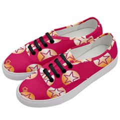 Orange Ornaments With Stars Pink Women s Classic Low Top Sneakers