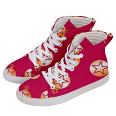 Orange Ornaments With Stars Pink Men s Hi-Top Skate Sneakers