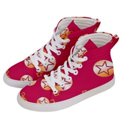 Orange Ornaments With Stars Pink Women s Hi-Top Skate Sneakers