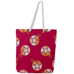 Orange Ornaments With Stars Pink Full Print Rope Handle Tote (Large)