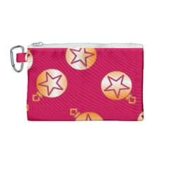 Orange Ornaments With Stars Pink Canvas Cosmetic Bag (Medium)