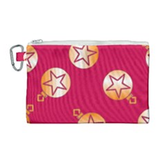 Orange Ornaments With Stars Pink Canvas Cosmetic Bag (Large)