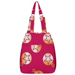 Orange Ornaments With Stars Pink Center Zip Backpack