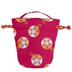 Orange Ornaments With Stars Pink Drawstring Bucket Bag