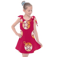 Orange Ornaments With Stars Pink Kids  Tie Up Tunic Dress