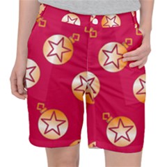 Orange Ornaments With Stars Pink Pocket Shorts