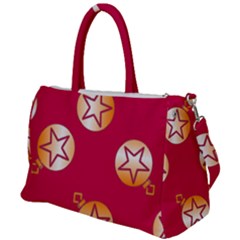 Orange Ornaments With Stars Pink Duffel Travel Bag