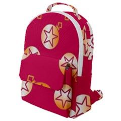 Orange Ornaments With Stars Pink Flap Pocket Backpack (Small)