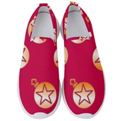 Orange Ornaments With Stars Pink Men s Slip On Sneakers