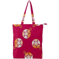 Orange Ornaments With Stars Pink Double Zip Up Tote Bag