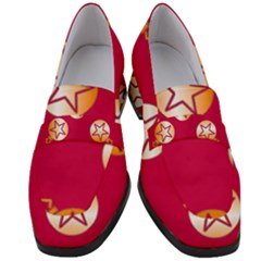 Orange Ornaments With Stars Pink Women s Chunky Heel Loafers