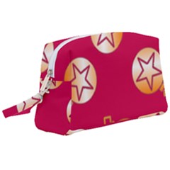 Orange Ornaments With Stars Pink Wristlet Pouch Bag (Large)