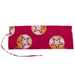 Orange Ornaments With Stars Pink Roll Up Canvas Pencil Holder (S)