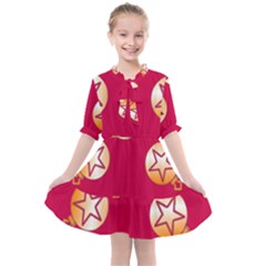 Orange Ornaments With Stars Pink Kids  All Frills Chiffon Dress