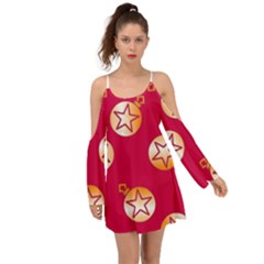 Orange Ornaments With Stars Pink Kimono Sleeves Boho Dress