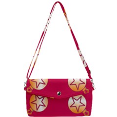 Orange Ornaments With Stars Pink Removable Strap Clutch Bag