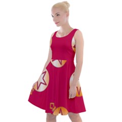 Orange Ornaments With Stars Pink Knee Length Skater Dress