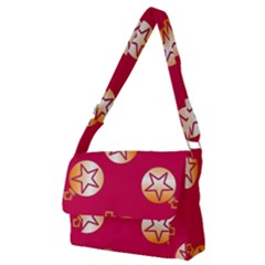 Orange Ornaments With Stars Pink Full Print Messenger Bag (M)