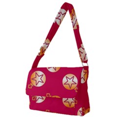 Orange Ornaments With Stars Pink Full Print Messenger Bag (L)