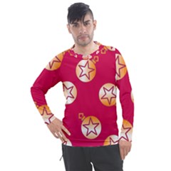 Orange Ornaments With Stars Pink Men s Pique Long Sleeve Tee