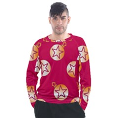 Orange Ornaments With Stars Pink Men s Long Sleeve Raglan Tee