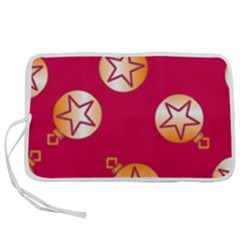 Orange Ornaments With Stars Pink Pen Storage Case (S)