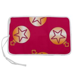 Orange Ornaments With Stars Pink Pen Storage Case (M)