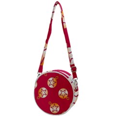 Orange Ornaments With Stars Pink Crossbody Circle Bag