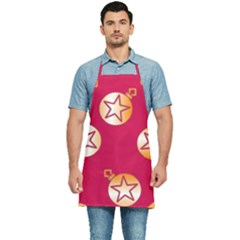 Orange Ornaments With Stars Pink Kitchen Apron