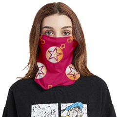 Orange Ornaments With Stars Pink Face Covering Bandana (Two Sides)