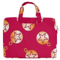 Orange Ornaments With Stars Pink MacBook Pro 16  Double Pocket Laptop Bag 