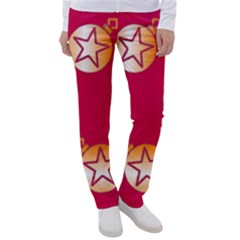 Orange Ornaments With Stars Pink Women s Casual Pants