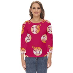 Orange Ornaments With Stars Pink Cut Out Wide Sleeve Top