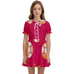 Orange Ornaments With Stars Pink Kids  Sweet Collar Dress