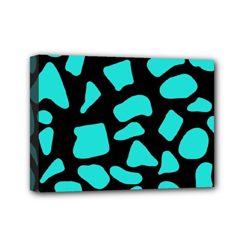 Cow Background Neon Blue Black Mini Canvas 7  X 5  (stretched) by ConteMonfreyShop