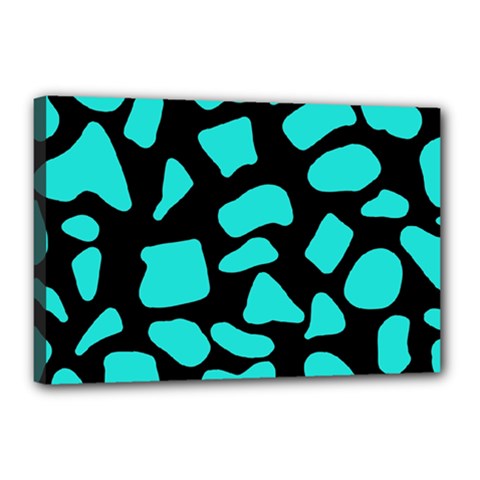 Cow Background Neon Blue Black Canvas 18  X 12  (stretched) by ConteMonfreyShop