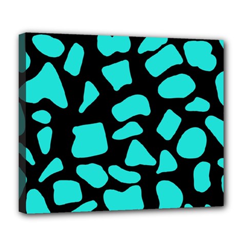 Cow Background Neon Blue Black Deluxe Canvas 24  X 20  (stretched) by ConteMonfreyShop