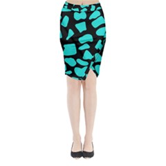 Cow Background Neon Blue Black Midi Wrap Pencil Skirt by ConteMonfreyShop