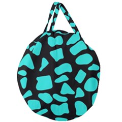 Cow Background Neon Blue Black Giant Round Zipper Tote by ConteMonfreyShop