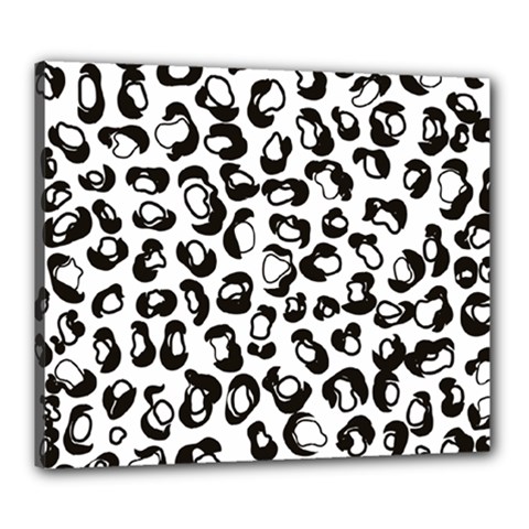 Black And White Leopard Print Jaguar Dots Canvas 24  X 20  (stretched) by ConteMonfreyShop