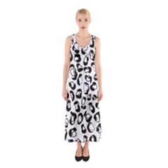 Black And White Leopard Print Jaguar Dots Sleeveless Maxi Dress