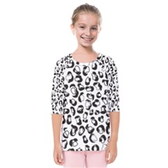 Black And White Leopard Print Jaguar Dots Kids  Quarter Sleeve Raglan Tee