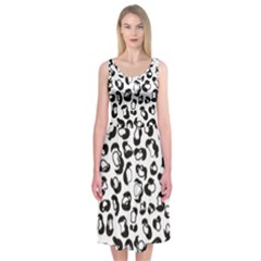 Black And White Leopard Print Jaguar Dots Midi Sleeveless Dress by ConteMonfreyShop