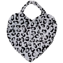 Black And White Leopard Print Jaguar Dots Giant Heart Shaped Tote by ConteMonfreyShop